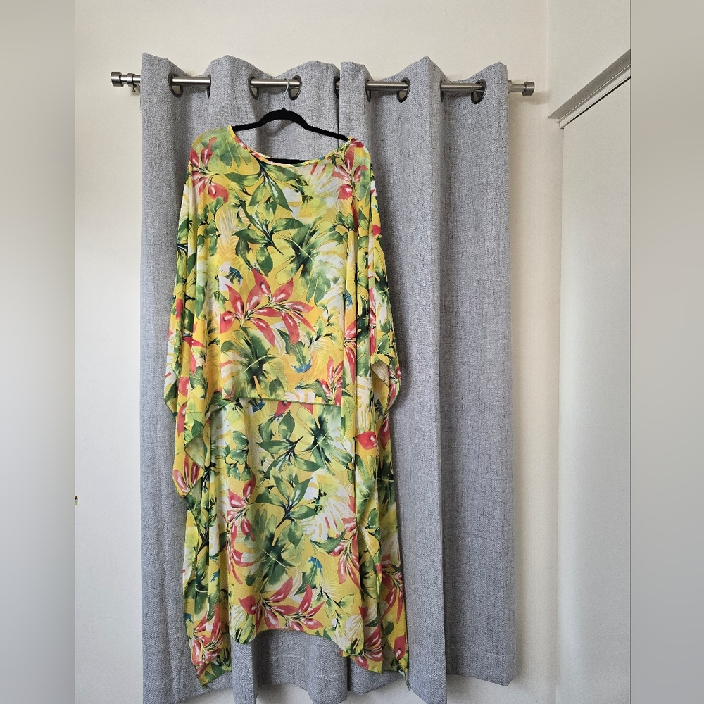 Floral Yellow and Green Sheer Top